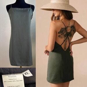 WOMN. Dakota Dress Olive Green Spaghetti Strap Mini Dress XL Sophia Chang Weylie